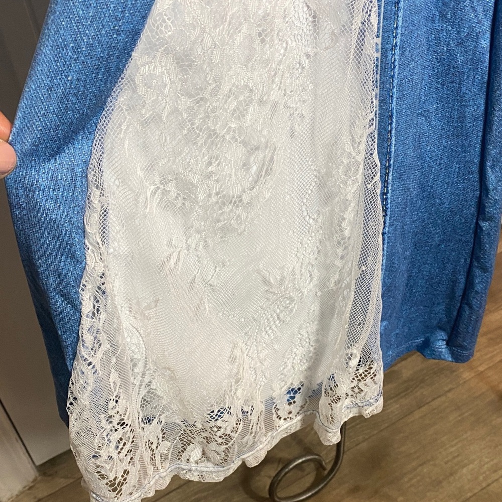 Blue Lace Trim Leggings - Picture 7 of 11
